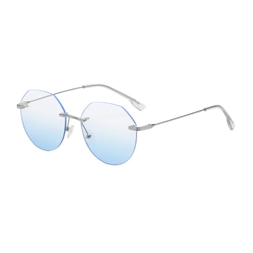 MOHDHAF-Fashion Sonnenbrille Damen Polygonal Rimless Metal Sonnenbrille Männer Gradient Blue Green Grey Party MOHDHAF-Fashion Sonnenbrille Damen Polygonal Rimless Metal Sonnenbrille Männer Gradient Blue Green Grey Party von MOHDHAF