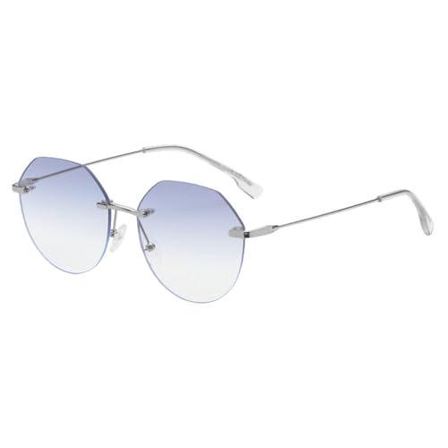 MOHDHAF-Fashion Sonnenbrille Damen Polygonal Rimless Metal Sonnenbrille Männer Gradient Blue Green Grey Party MOHDHAF-Fashion Sonnenbrille Damen Polygonal Rimless Metal Sonnenbrille Männer Gradient Blue Green Grey Party von MOHDHAF