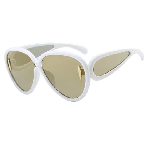 MOHDHAF-Oversized Round Punk Sonnenbrille für Damen Steampunk Oval für Damen Large Frame Glasses MOHDHAF-Oversized Round Punk Sonnenbrille für Damen Steampunk Oval für Damen Large Frame Glasses von MOHDHAF