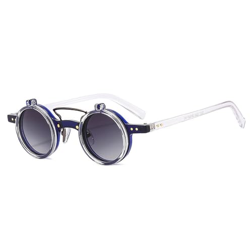 MOHDHAF-Popular Fashion Small Round Punk Double Bridge Damen's Sonnenbrille Retro Flip Lens Shades UV400 Männer's Rivets Sonnenbrille MOHDHAF-Popular Fashion Small Round Punk Double Bridge Damen's Sonnenbrille Retro Flip Lens Shades UV400 Männer's Rivets Sonnenbrille von MOHDHAF