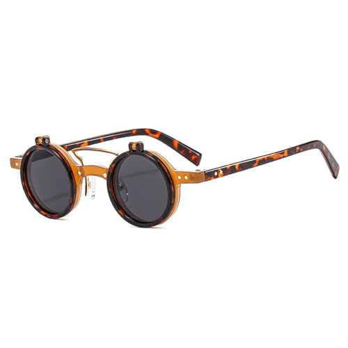 MOHDHAF-Popular Fashion Small Round Punk Double Bridge Damen's Sonnenbrille Retro Flip Lens Shades UV400 Männer's Rivets Sonnenbrille MOHDHAF-Popular Fashion Small Round Punk Double Bridge Damen's Sonnenbrille Retro Flip Lens Shades UV400 Männer's Rivets Sonnenbrille von MOHDHAF