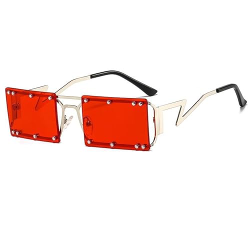 MOHDHAF-Rectangular Sonnenbrille Damen Männer Rivet Decoration Metal Frame Colourful Lens Luxury Trend Uv400 MOHDHAF-Rectangular Sonnenbrille Damen Männer Rivet Decoration Metal Frame Colourful Lens Luxury Trend Uv400 von MOHDHAF