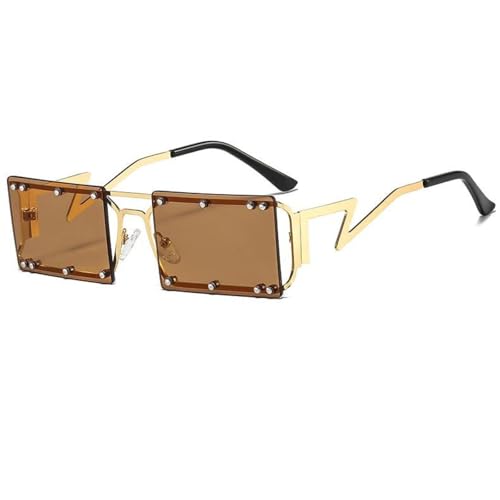 MOHDHAF-Rectangular Sonnenbrille Damen Männer Rivet Decoration Metal Frame Colourful Lens Luxury Trend Uv400 MOHDHAF-Rectangular Sonnenbrille Damen Männer Rivet Decoration Metal Frame Colourful Lens Luxury Trend Uv400 von MOHDHAF