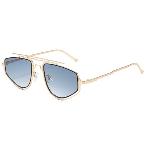 MOHDHAF-Retro Doppelbrücken MetallrahMänner Herren Sonnenbrille Farbverlauf Spiegel Schatten UV400 Frauen Outdoor Sonnenbrille MOHDHAF-Retro Doppelbrücken MetallrahMänner Herren Sonnenbrille Farbverlauf Spiegel Schatten UV400 Frauen Outdoor Sonnenbrille von MOHDHAF