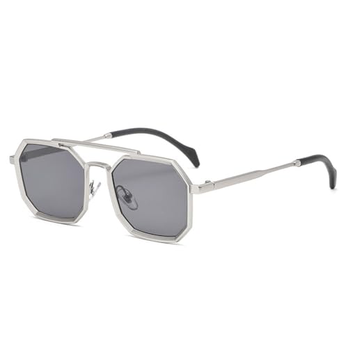MOHDHAF-Retro Double Bridge Polygon Damen's Sonnenbrille Fashion Metal Frame Mirror Shades UV400 Männer's Punk Sonnenbrille MOHDHAF-Retro Double Bridge Polygon Damen's Sonnenbrille Fashion Metal Frame Mirror Shades UV400 Männer's Punk Sonnenbrille von MOHDHAF