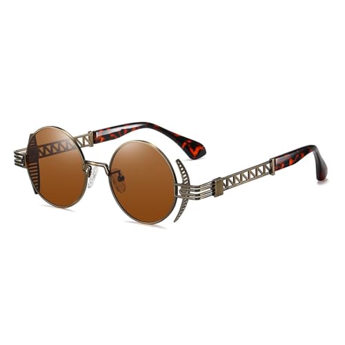 MOHDHAF-Round Steampunk Sonnenbrille für Männer Retro Damen Metal Accessories Gothic UV400 Mirrored Punk Glasses MOHDHAF-Round Steampunk Sonnenbrille für Männer Retro Damen Metal Accessories Gothic UV400 Mirrored Punk Glasses von MOHDHAF