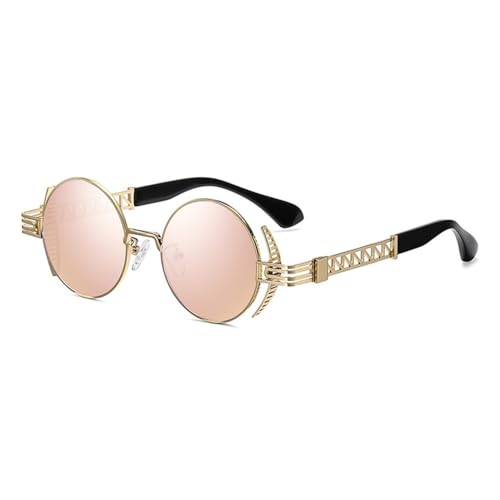 MOHDHAF-Round Steampunk Sonnenbrille für Männer Retro Damen Metal Accessories Gothic UV400 Mirrored Punk Glasses MOHDHAF-Round Steampunk Sonnenbrille für Männer Retro Damen Metal Accessories Gothic UV400 Mirrored Punk Glasses von MOHDHAF
