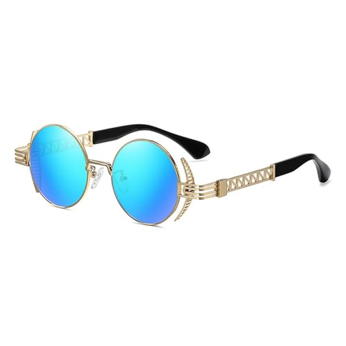 MOHDHAF-Round Steampunk Sonnenbrille für Männer Retro Damen Metal Accessories Gothic UV400 Mirrored Punk Glasses MOHDHAF-Round Steampunk Sonnenbrille für Männer Retro Damen Metal Accessories Gothic UV400 Mirrored Punk Glasses von MOHDHAF