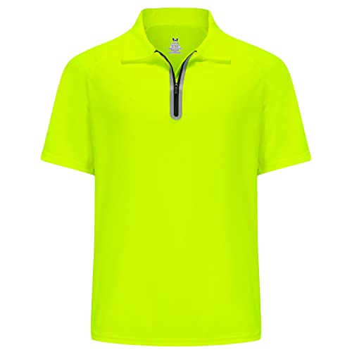 Herren Big and Tall Polo Shirt Tech Mositure Wicking Dry Fit Kurzarm Casual Striped Golf Polo T Shirt, 12251#hi Viz Gelb, 3X-Groß von MOHEEN