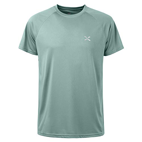Herren Dry Fit Kurzarm-T-Shirt für Erwachsene, Komfort Rundhalsausschnitt - grau - Groß von MOHEEN