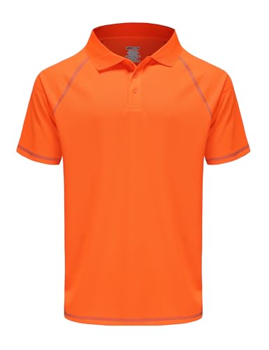 Herren-Golf-Poloshirt, kurzärmelig, feuchtigkeitsableitend, hohe Größen: M-7XL, Hochsichtbares Orange, 3X-Groß von MOHEEN