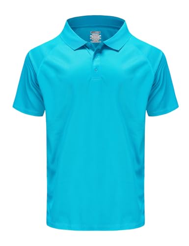 Herren-Golf-Poloshirt, kurzärmelig, feuchtigkeitsableitend, hohe Größen: M-7XL - Blau - 7X-Groß von MOHEEN