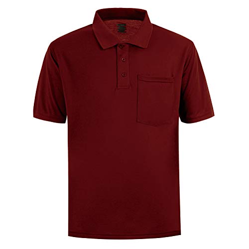Herren Kurzarm Poloshirt Feuchtigkeitstransport Performance Dry Fit Golf Polo mit Tasche, 12138# Weinrot, 6X-Groß von MOHEEN