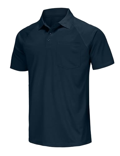 Herren Kurzarm Poloshirt Feuchtigkeitstransport Performance Regular Fit Casual Athletic Tennis Golf Shirts, Hohe Größen: M-7XL, #12130 Navy Blue, 6X-Groß von MOHEEN