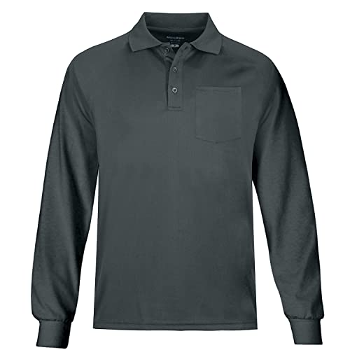 MOHEEN Herren Piqué-Polo-Shirt, Dry Fit, LSF 50+, langärmelig, Golfshirt, groß und hoch, M-6XL, 12132 Dunkelgrau, 6X-Groß von MOHEEN