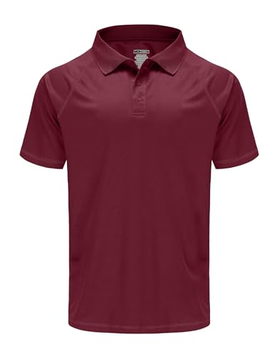 MOHEEN Herren-Poloshirt, kurzärmelig, feuchtigkeitsableitend, sportlich, lässig, Golf-Kragen, große Größen: M-7XL, Weinrot, XL von MOHEEN