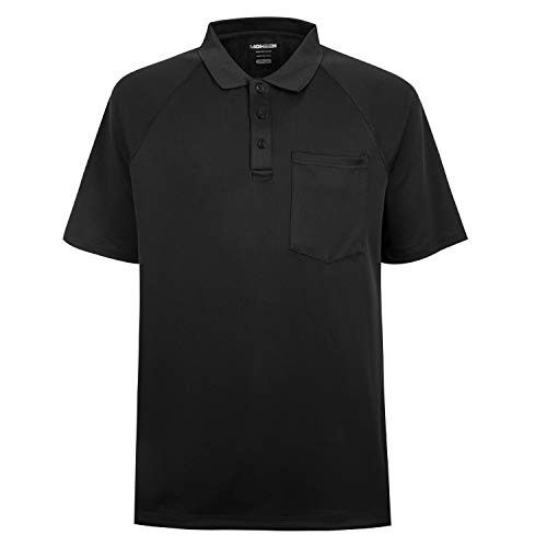 MOHEEN Herren Poloshirt/Funktionsshirt Mit Brusttasche in Übergrößen L bis 6XL - für Sport Freizeit und Arbeit (3XL,Schwarz) von MOHEEN