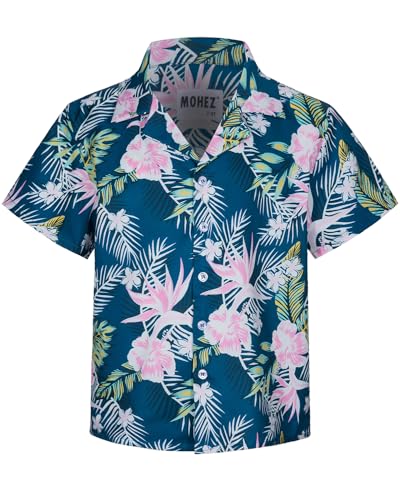 MOHEZ Jungen Kurzarm Hawaii Hemd Kinder Sommer Freizeit Funky Blumenmuster Knopfleiste Shirt für Beach Party Grün 9-10 Jahre MOHEZ Jungen Kurzarm Hawaii Hemd Kinder Sommer Freizeit Funky Blumenmuster Knopfleiste Shirt für Beach Party Grün 9-10 Jahre von MOHEZ