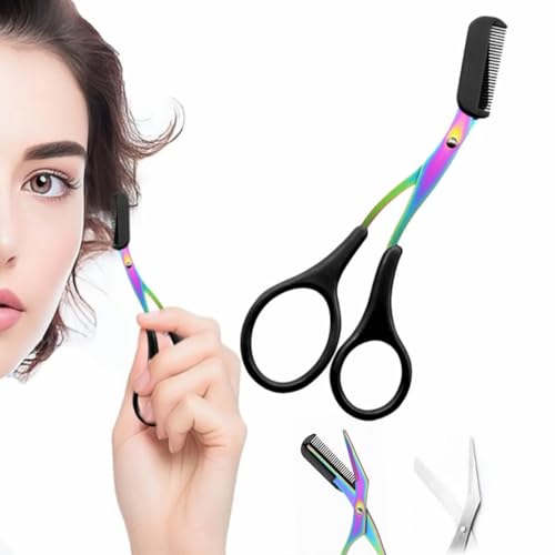 Eyebrow Scissors with Comb,Eyebrow Trimmer Scissor,Precision Eyebrow Trimming Scissors,Upgraded Stainless Steel Portable Non Slip Professional Eyebrow Trimmer for Women (1PC-Black) von MOHXFE