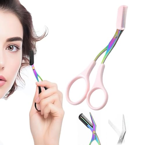 Eyebrow Scissors with Comb,Eyebrow Trimmer Scissor,Precision Eyebrow Trimming Scissors,Upgraded Stainless Steel Portable Non Slip Professional Eyebrow Trimmer for Women (1PC-Light Pink) von MOHXFE