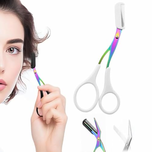 Eyebrow Scissors with Comb,Eyebrow Trimmer Scissor,Precision Eyebrow Trimming Scissors,Upgraded Stainless Steel Portable Non Slip Professional Eyebrow Trimmer for Women (1PC-White) von MOHXFE