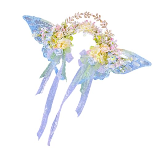 Eleganter Kopfschmuck mit Kunstblumen und fließenden Bändern, für traditionelle Kostüme und Feiern für den täglichen Gebrauch von MOIDHSAG