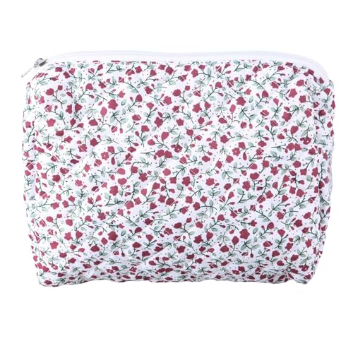 Gesteppte Make Up Tasche Mit Reißverschluss Blumenmuster Kulturbeutel Kosmetiktasche Modische Aufbewahrungslösung Für Frauen von MOIDHSAG