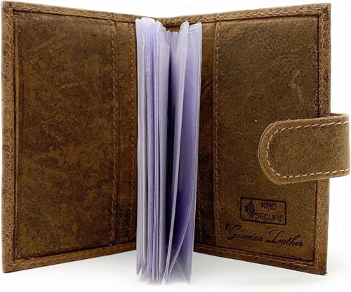 MOIRENTO Kreditkartenetui aus Leder, Kartenetui für Männer, Frauen, Bankkartenhalter, Vordertasche, Multi-Kartenhalter, Ausweis, mit Münzfach, Treuekartenhalter, UK RED, UK Brown Tan, braun, S, von MOIRENTO