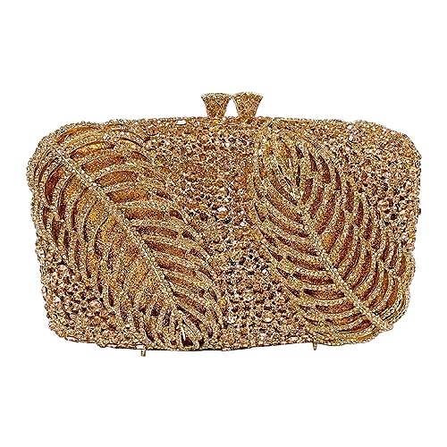 Bling Geldbörsen für Frauen Diamant Geldbörse Strass Clutch Geldbörse Mode Geldbörse Damen Abend Handtaschen Zwei Blätter Champagne von MOISTRI