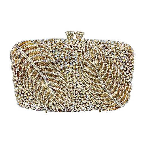 Bling Geldbörsen für Frauen Diamant Geldbörse Strass Clutch Geldbörse Mode Geldbörse Damen Abend Handtaschen Zwei Blätter Gold AB von MOISTRI