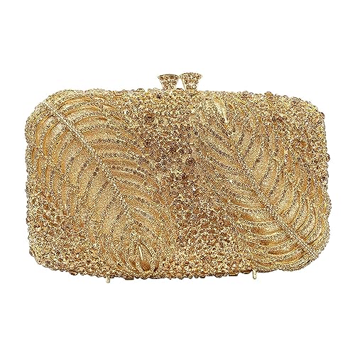 Bling Geldbörsen für Frauen Diamant Geldbörse Strass Clutch Geldbörse Mode Geldbörse Damen Abend Handtaschen Zwei Blätter Gold von MOISTRI