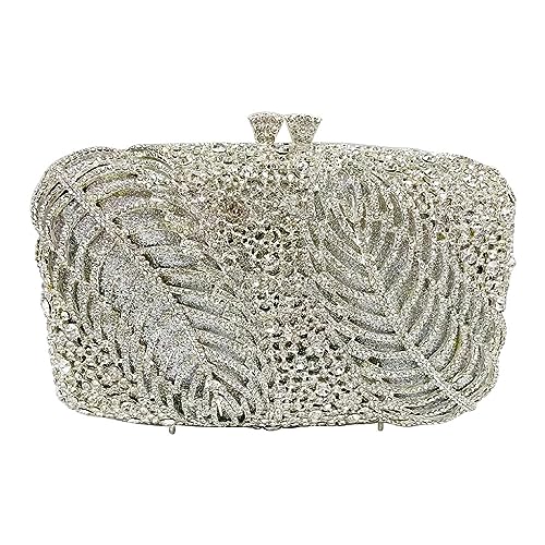 Bling Geldbörsen für Frauen Diamant Geldbörse Strass Clutch Geldbörse Mode Geldbörse Damen Abend Handtaschen Zwei Blätter Silber von MOISTRI