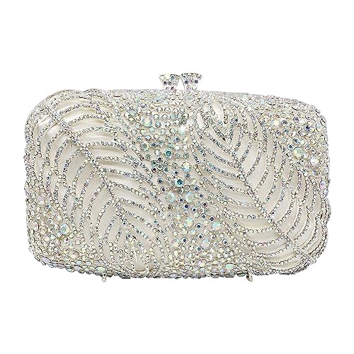 Bling Geldbörsen für Frauen Diamant Geldbörse Strass Clutch Geldbörse Mode Geldbörse Damen Abend Handtaschen Zwei Blätter Weiß AB von MOISTRI