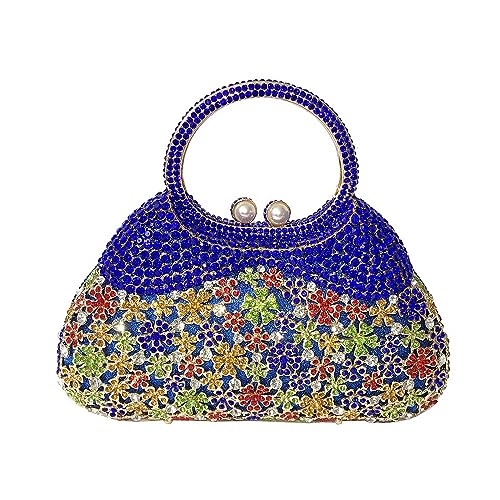 Blumen Bling Geldbörsen für Frauen Strass Geldsäcke für Partei Strass Umhängetasche Sparkle Clutch Geldbörsen Blau von MOISTRI