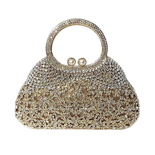 Blumen Bling Geldbörsen für Frauen Strass Geldsäcke für Partei Strass Umhängetasche Sparkle Clutch Geldbörsen Gold von MOISTRI