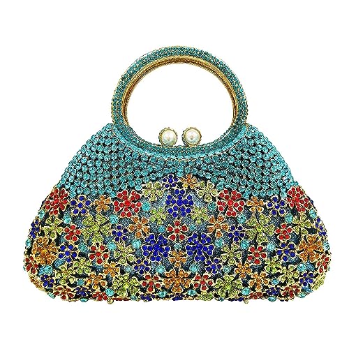 Blumen Bling Geldbörsen für Frauen Strass Geldsäcke für Partei Strass Umhängetasche Sparkle Clutch Geldbörsen Pfauengrün von MOISTRI