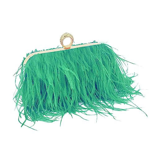 Frauen Straußenfeder Geldbörse Straußen-Tragetasche Flauschige Feder Geldbörse Fransen Clutch Abend Handtasche für Partei Abschlussball Grün von MOISTRI