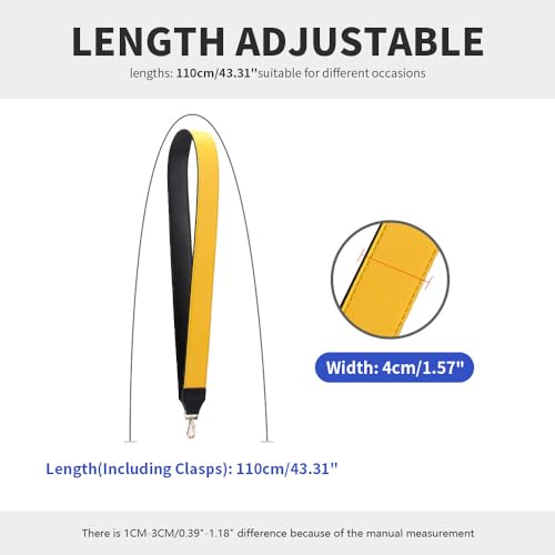 Geldbörse Schulterriemen Ersatzriemen für Handtaschen Geldbörsenriemen Ersatz Leder Handtaschenriemen Schwarzer Verschluss Gelb von MOISTRI