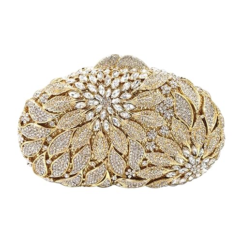 Geldbörse für Hochzeitsfeier Bling Geldbörse Diamant Geldbörse Strass Geldbörsen für Frauen Strass Clutch Geldbörse Blätter Silber Gold von MOISTRI