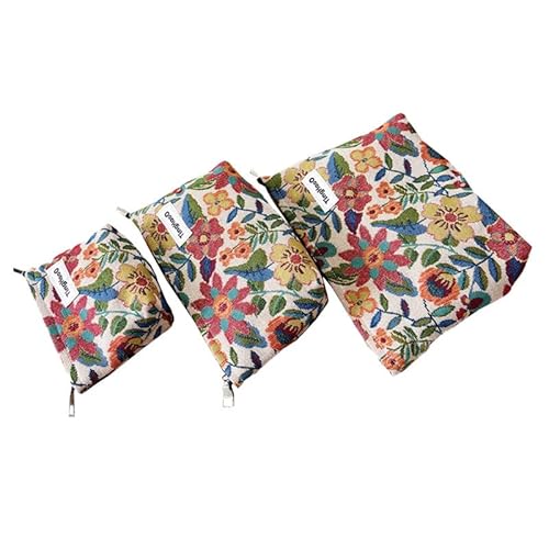 Kosmetiktasche Niedliche Make-up-Tasche Floral Travel Kulturbeutel für Frauen Make-up Case Reißverschluss Kulturbeutel für Reisen (3 Stück) von MOISTRI