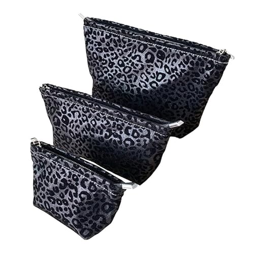 Kosmetiktasche für Frauen Damen Make-up Tasche ZippeRot Make-up Organizer Reise Kulturbeutel Make-up Tasche (3 Stück) Schwarz von MOISTRI