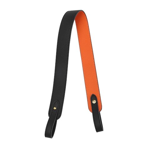 Lederriemen für Geldbörse Vollnarbiges Ersatzband für Handtasche Ledertaschenriemen mit goldenem runden Knopfknopf Schwarz-Orange von MOISTRI