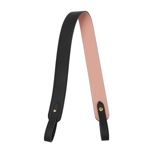 Lederriemen für Geldbörse Vollnarbiges Ersatzband für Handtasche Ledertaschenriemen mit goldenem runden Knopfknopf Schwarz-Rosa von MOISTRI