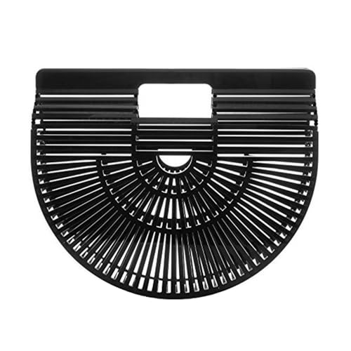 Bambustaschen für Frauen Handgemachte Bambus Frauen Handtasche Holz Geldbörse Strand Bambus Tasche Reise Tragetasche Stroh Strand Geldbörse Schwarz-S von MOISTRI