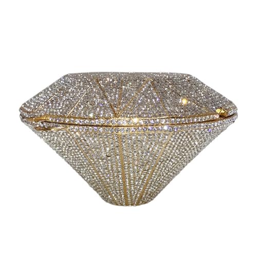 MOISTRI Bling Portemonnaie dreidimensionale Diamantform Strass Geldbörse für Frauen Glitzernde Clutch Geldbörse Handtasche für Party Hochzeit Gold von MOISTRI
