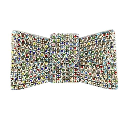 MOISTRI Damen Abend Schulter Handtasche Schleife Funkelnde Clutch Taschen Hochzeits Glitzer Strass Party Prom Kleid Clutch Tasche Multi von MOISTRI