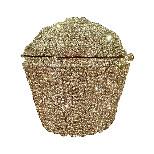 MOISTRI Damen Schulterhandtaschen Kristall Cupcake Geldbörse Abendtasche Luxus Geldbörsen und Handtaschen Cupcake Plüsch Geldbörse Gold von MOISTRI