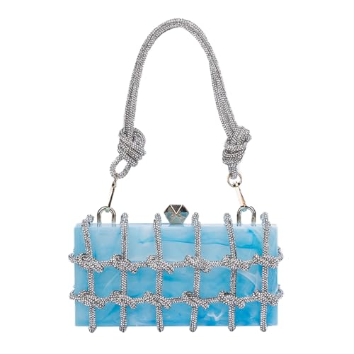 MOISTRI Klare Acryl Clutch Sparkle Strass Abendtasche Klare Acryl Clutch Geldbörse mit Strass Glitzerseil Hochzeit (Himmelblau, (L*W*H): 19.5cm*6cm*9.5cm/7.68"*2.36"*3.74") von MOISTRI