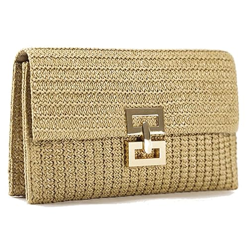 MOISTRI Stroh gewebte Geldbörse Elegante Brieftasche Telefon Clutch Geldbörse Damen Tasche und Geldbörse Casual Geld Geldbörse Geldbörse Damen Clutch Handtasche Gold von MOISTRI