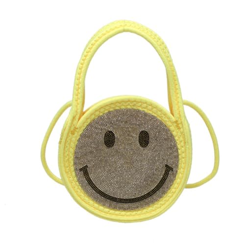 MOISTRI Tragetasche für Damen Geldbörsen und Handtaschen aus Baumwolle Lächeln Top Handle Umhängetasche Handgewebte Umhängetasche Gelb von MOISTRI